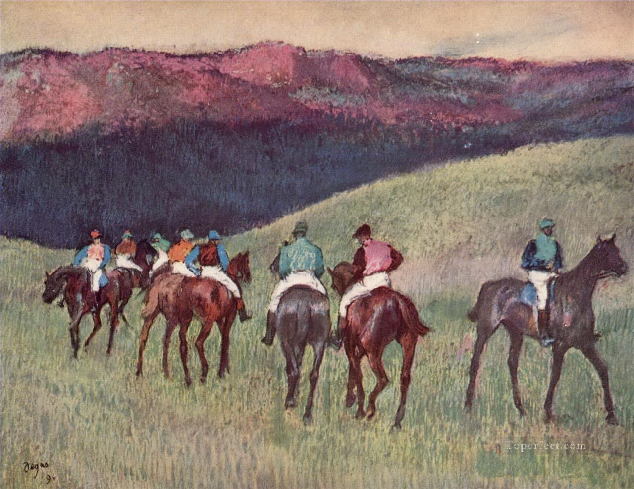 風景の中の競走馬 1894年 エドガー・ドガ油絵